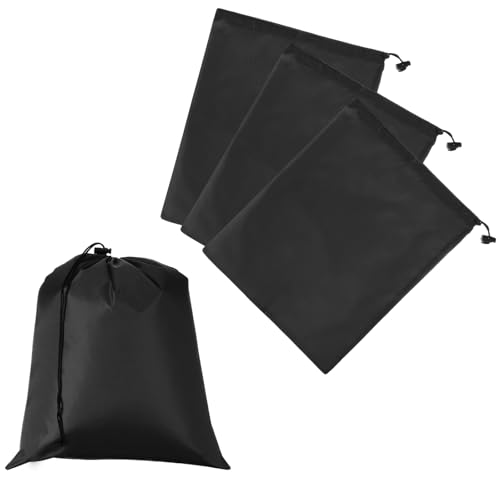 Drawstring Bag with Toggle, Stuff Sack String Waterproof Travel Storage Bags Cinch Stuff Pouch -Fitting for (Gym/Traveling/Hiking/Yoga/Office/Shoes) 16 x 14 & 4 Pack & Black - color: Black, size: 16 x 14"