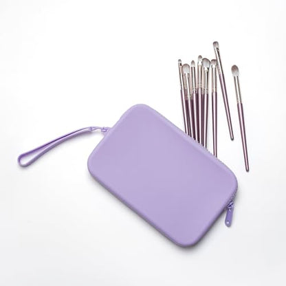 Large Silicone Multifunctional Essential Bag Portable Travel Makeup Bag for Women Men Cards Cash Bag Zipper Pouch (Purple) - color: Purple