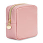 Wandering Nature Small Makeup Bag for Purse Mini Make up Pouch Cute Cosmetic Pouch for Women with Slip-in Pockets Matte Leather, Pink - color: Pink