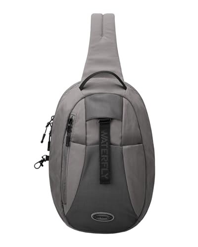 WATERFLY Small Crossbody Sling Backpack: RFID Blocking Anti Theft Sling Bag Travel Daypack Man Woman - color: Grey