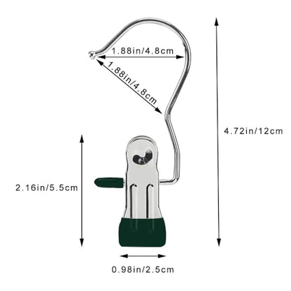 Hangers Clips,Stainless Multi Function Clip Hooks,Laundry Hanging Hooks Clips,Closet Hangers,Boot Clips， Hats Clips,Socks Clips,Pants Clips, Bras Clips (30, Dark Green) - color: Dark Green