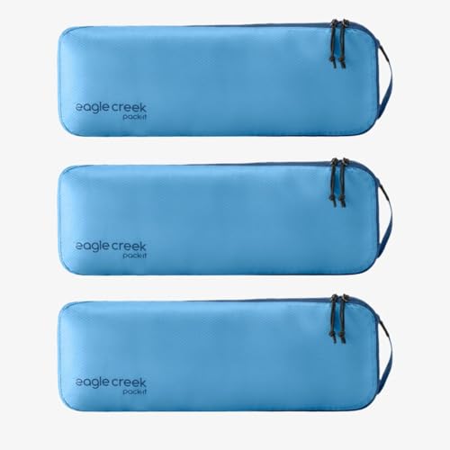Eagle Creek Pack-It Isolate Slim Cube M/M/M Set - Minimalist Compact Travel Organizer for Hair Styling Tools, Belts & Small Items - Travel Accessories - Blue Dawn - color: Blue
