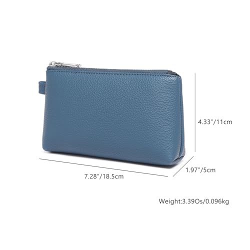 30 Color PU Faux Leather Travel Toiletry Bag for Women, Mini Cosmetic Pouch Organizer with 2 Dividers, Easy Clean Makeup Bag for Purse, Gift Idea (PU Faux Leather/Brussels Sprouts) - color: PU/Brussels Sprouts