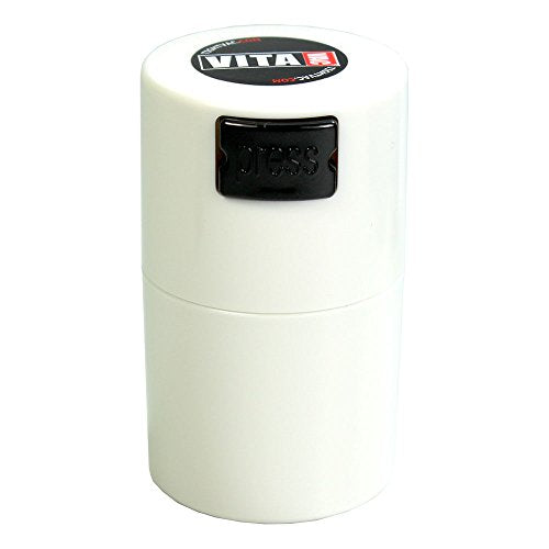 Vitavac - 5g to 20 grams - Patented Airtight Container | Multi-Use Vacuum Seal Portable Storage Container for Dry Goods, Food, and Herbs - White - color: White