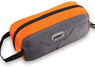 GOX Small Travel Toiletry Bag, Dopp Kit Case For Men, Multifunction Organizer Pouch (Grey/Orange) - color: Grey/Orange