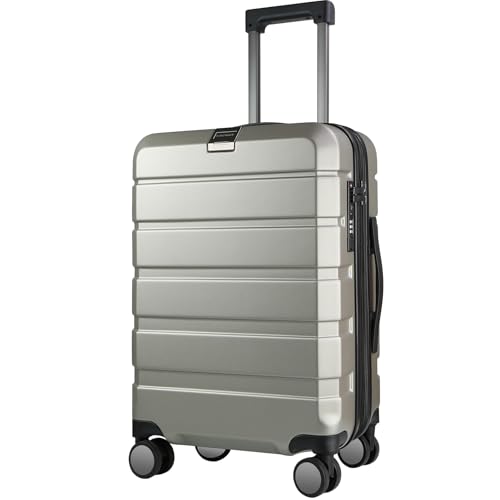 KROSER Hardside Expandable Carry On Luggage with Spinner Wheels & Built-in TSA Lock, Durable Suitcase Rolling Luggage with USB Port, Carry-On 20-Inch Champagne - color: Champagne