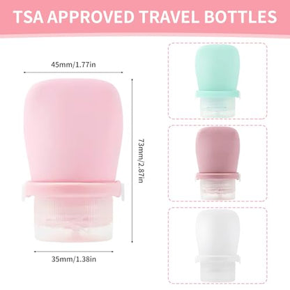 4 Pack 1oz Silicone Travel Bottles Leak Proof Squeeze Bottles For Toiletries Shampoo Conditioner Lotion Salad Dressing Travel Size Containers - color: Light pink, dark pink, green, white