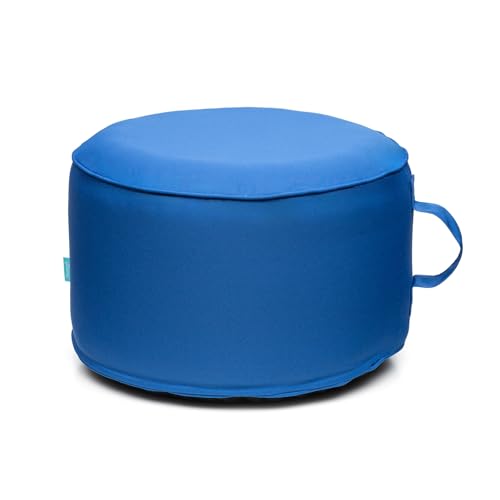 QILLOWAY Inflatable Outdoor Ottoman for Patio, Waterproof Round Pouf, Inflatable Foot Rest, Outdoor Footstool for Poolside, Garden，Camping,Marine Blue - color: Marine Blue