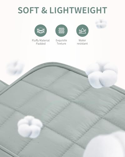 Narwey Quilted Makeup Bag Puffy Make up Bag Cosmetic Bag Organizer, Puffer Travel Toiletry Bag for Traveling Women Girl, Travel Bag for Toiletries, Skincare Medicine Bags (Sage Green) - color: Y-Sage Green
