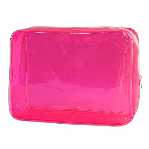 Waterproof PVC Makeup Bag - Leakproof Cosmetic Organizer for Travel Toiletry Storage 9.84×7.09×2.36 Inch for Women & Men (Pink) - color: Pink