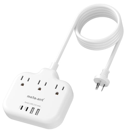 Australia New Zealand Power Adapter USB C, meta-ant Australia Travel Adaptor with 3 American Outlets 4 USB Charger(2 USB-C), 5FT Extension Cord, Type I Plug Adapter for US to AU China Argentina Fiji - style: Type I-Australia New Zealand