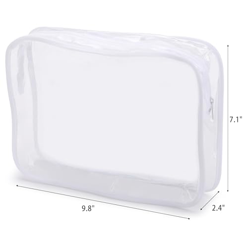 Tbestmax 10 Pack Clear Cosmetic Bags Makeup Bags Portable Waterproof TSA Approved Travel Toiletry Bags Large Organizer White, 9.8" x 7.1" x 2.4" - color: Large - White