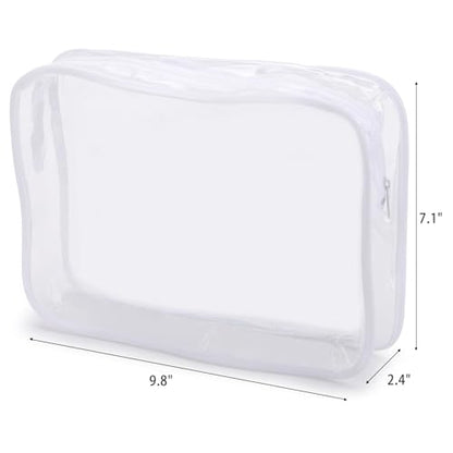 Tbestmax 10 Pack Clear Cosmetic Bags Makeup Bags Portable Waterproof TSA Approved Travel Toiletry Bags Large Organizer White, 9.8" x 7.1" x 2.4" - color: Large - White