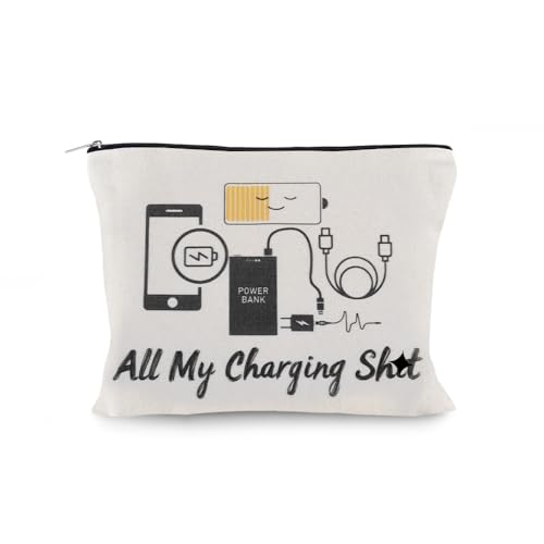 YangQian Charging Electronic Storage Bag Pouch for Charging Cord Organizer Bags for Travel Backpack Canvas Makeup Bag Portable Charger Bags with Zipper - color: All My Charging Shit