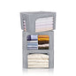 Clothes Storage Box Bins Stackable Foldable Organizer,Sturdy Handles with Metal Frame for Clothing Bedding Shelves,Closet Container with Clear Window Zipper and Label Holder (Gray, 66L x3 Pack) - color: Gray, 66L x3 Pack