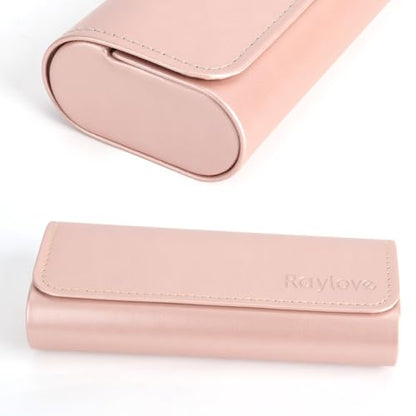 RayLove Hard Shell Glasses Case, Lightweight Leather Eyeglass Case, Travel-Friendly Sunglasses Protector for Men & Women - color: Rose Gold