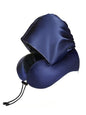Satin Neck Pillow with Hood Pixie Pillows for Short Hair Sleep Travel Airplane Memory Foam Long Flight Plane Essentials Blue - color: Blue