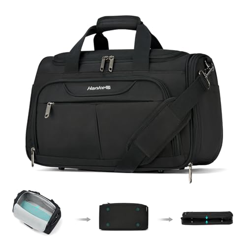 Hanke Underseat Carry On luggage Bags for Travel, Foldable Travel Bags for Women, Soft Lightweight Personal Item Travel Bag Small Carry On Bags for Airplanes, Travel Tote Bags for Women Men.（Black） - color: Black, size: Underseat Carry-On