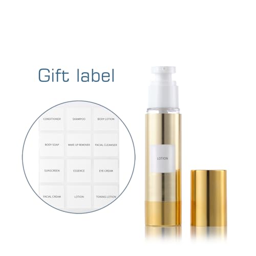 Gold, 50ml empty cosmetic pump bottle with travel bag, refillable, vacuum pump bottle for lotion, toner, foundation make-up, hair oil, hand sanitizer and other liquids, 7 pieces (1.7 oz/50ml) - size: 50 ML