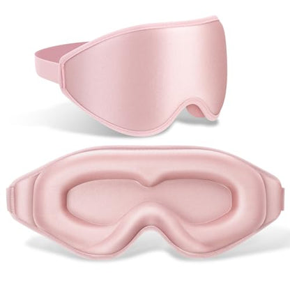 FlyCoco 99% Fully Block Out Light Eye Sleep Mask, 3D Deep Contoured Eyes Cover Zero Pressure, Long Lash Extension Eyes Mask with Adjustable Straps for Sleeping Travel Home Nap Rest Women Men (Pink) - color: Classic Pink