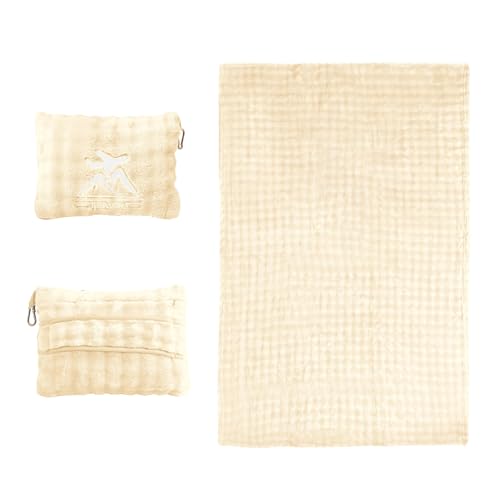 Travel Blanket and Pillow-2-in-1, Ultra-Soft&Compact, Airplane Blanket with Hand Luggage Belt and Backpack Clip,Travelers Accessories Gifts, 61x43 Inches（White） - color: White
