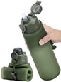 TakeToday Collapsible Water Bottles 32oz, Foldable Travel Bottle, TSA-Approved Leakproof Newly Silicone Water Bottle for Hiking, Travel, Outdoors, Green - color: Green