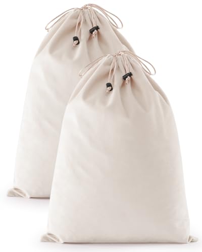 FantasyLife Shoe Bags for Travel, Washable Dust Bags for Storage & Packing, Flannel Shoe Pouch with Drawstring Closure for Purses, Handbags, Shoes & Toys (2, Beige, 17.3"x12.6") - color: Beige, size: 17.3"x12.6"
