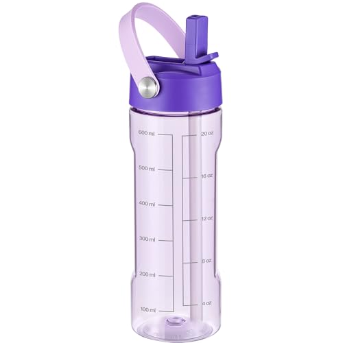 GOPPUS 20oz Clear Water Bottle with Flip Straw, Lightweight, Leakproof, Easy Carry and BPA-Free, Tritan Water Bottlefor Sport, Travel, Outside (Purple) - color: Purple, size: 20 Ounces