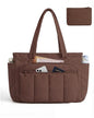 BAGSMART Tote Bag for Women, 2 Set Tote Bag with Zipper, Quilted Nurse Handbags for Work Travel College | 20L Capacity - color: Chocolate