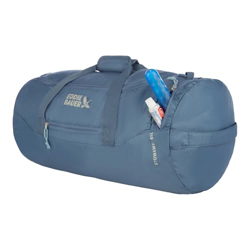 Eddie Bauer Stowaway Packable Duffel Bag | Travel | Foldable | Lightweight | Durable | Ripstop Polyester - color: Tile Blue