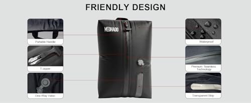 Reusable Vacuum Compression Travel Bag with Wireless Pump, Vacuum Bags for Carry On Suitcases and Backpack, Waterproof Space Saver Vacpack (2-Pack, Pump Included)