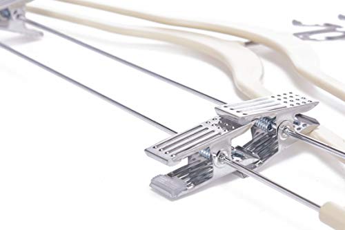 Quality Plastic 20-Pack Non Velvet Non-Flocked Thin Compact Coat Hangers with Metal Clips for Skirts Pants Blouses 360° Swivel Hook (Ivory, 20) - color: Ivory