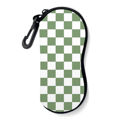 Sunglasses Soft Case, Ultra Light Portable Neoprene Zipper Glasses Case for Men Women - color: Green Plaid