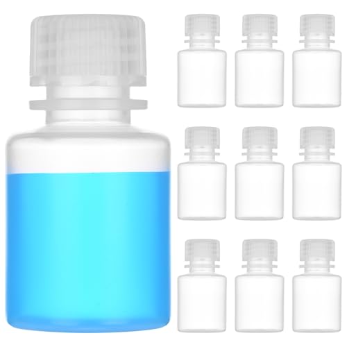 1oz/30ml Plastic Sample Bottles with caps, Wide Mouth Reagent Bottle with Lids Leak Proof Containers Water Sample Bottles for Laboratories, Travel(10Pcs) - style: 30ML-10pcs