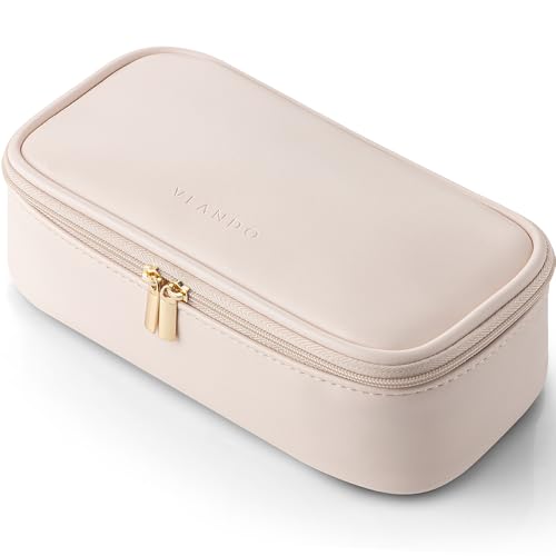 Vlando Makeup Travel Bag,Small Makeup Bag for Women,Gifts for Women Girls, Makeup Pouch Purse Travel Essentials Toiletries-Apricot Pink - color: 01.Apricot Pink