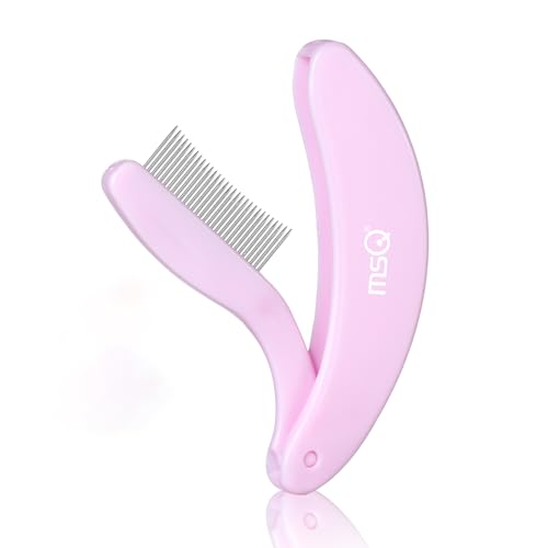 Eyelash Comb MSQ Eyelash Separator Tool Eyelash Comb Separator Folding Eyelash Brush Separator Lash Comb for Eyelash Makeup Brush (Pink) - color: Pink