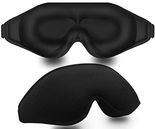 Sleep Mask, 3D Deep Contoured Eye Covers for Sleeping, 99% Block Out Light Eye Mask, Zero Pressure Cup Blindfold for Men Women, with Adjustable Strap for Sleeping, Yoga, Traveling (Black) - color: Black