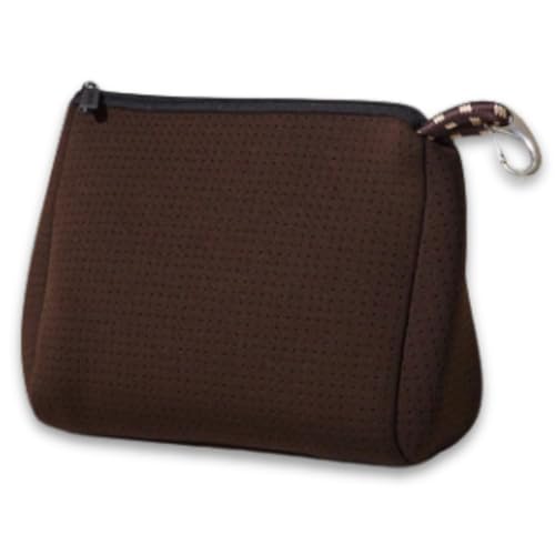 POPUPS Brand Large Makeup Bag with Zipper - Neoprene Machine Washable Travel Toiletry Cosmetic Organizer Pouch for Women (Basic Espresso) - color: Basic Espresso