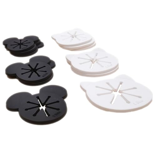 Cooplay 20PCS Sock Rings, Clips, Holders Locks Washing Sorters Laundry Storage Organization for Washing and Dryer Machine, Soft Rubber Keepers, Black Mouse/Bear and White Cat Pattern