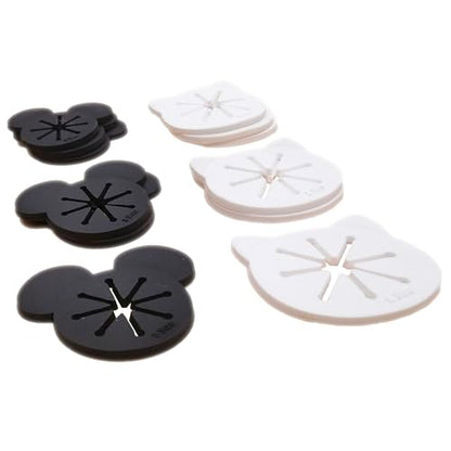 Cooplay 20PCS Sock Rings, Clips, Holders Locks Washing Sorters Laundry Storage Organization for Washing and Dryer Machine, Soft Rubber Keepers, Black Mouse/Bear and White Cat Pattern