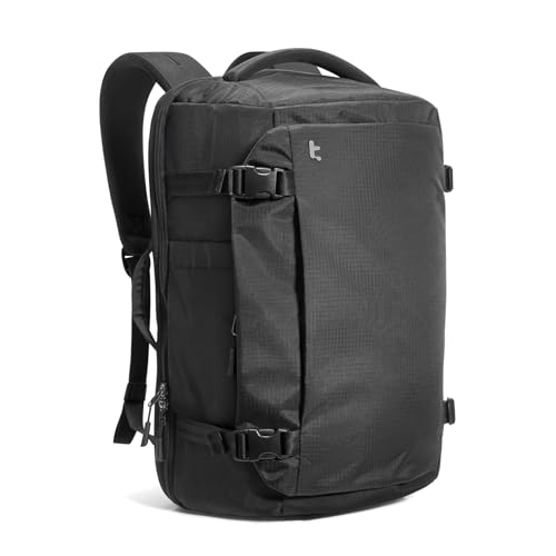 tomtoc Travel Backpack 40L, TSA Friendly Flight Approved Carry-on Luggage Hand Water-resistant Lightweight Business Rucksack, Durable Large Weekender Bag Daypack Fits 17.3 Inch Laptop - color: Black-ripstop, size: 40L