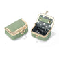 Genuine Leather Mini Jewelry Box Coin Purse for Women,Solid Color Kiss Lock Jewelry Case Organizer,Mini Travel Ring Box - color: Green