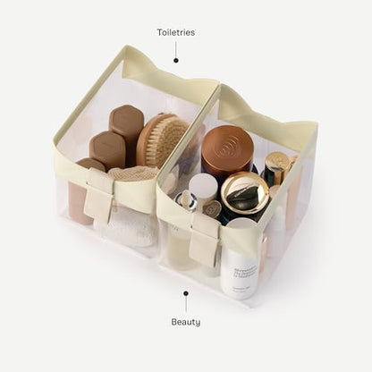 Cadence Parcel - Clear Kit with Magnetic Closure - Durable and Leak-Resistant Travel Toiletry Kit - Modular Design - Hygiene Bag for Travel Essentials - 2 Qt - Pebble - color: Pebble, size: Large