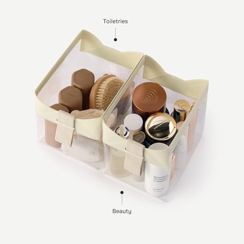 Cadence Parcel - Clear Kit with Magnetic Closure - Durable and Leak-Resistant Travel Toiletry Kit - Modular Design - Hygiene Bag for Travel Essentials - 2 Qt - Rose - color: Rose, size: Large