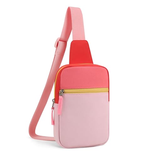 Birthday Gifts for 8 9 10 11 12 Year Old Teens Girls Kids, Fanny Pack Crossbody Bag Sling Belt Bags Purse, Dorm Travel Essentials for Girls Fashion, Preppy Tween Teen Girl Gift Trendy Stuff - color: Pink&Red