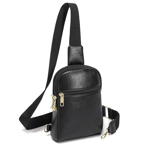 INICAT Anti Theft Crossbody Bags for Women Travel Small Sling Bag Fanny Packs Cross Body Purses Everyday - color: Rich Black Antitheft, size: Large