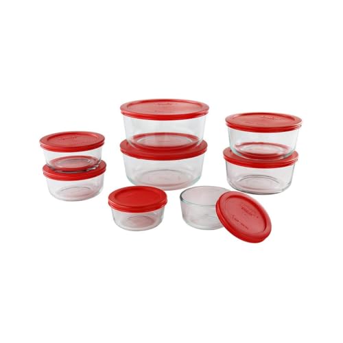 Pyrex Simply Store (8-Pack) Glass Food Storage Containers Set, (1, 2, 4 & 7 Cup) Meal Prep Containers With Plastic BPA-Free Lids, Dishwasher & Microwave Safe - size: 8 Pack (Medium)