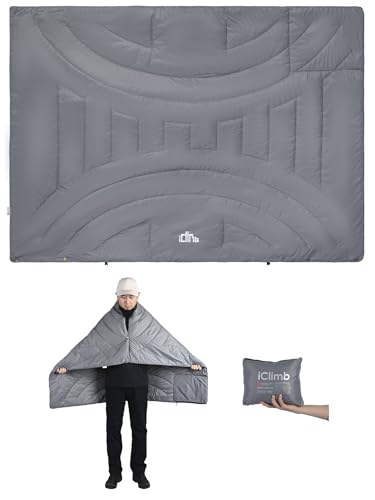 iClimb 3M Thinsulate Insulation Warm Camping Blanket Ultralight Compact - color: Light Grey, size: 39” × 57”, 0.62 lb