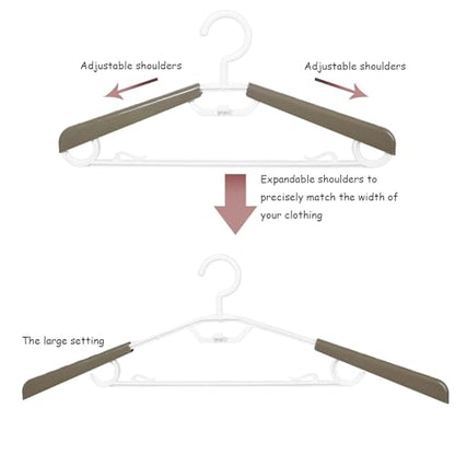 6-Pack Heavy Duty Plastic Extra-Wide Arm 15"-23" Suits Clothes Hangers with Swivel Hooks,Perfect for Coat,Jacket,Dress,Shirt,Trousers or Closet Space Saving,Grey&White - color: Grey&white