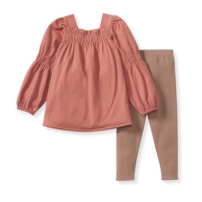 Burt's Bees Baby Baby Girls Long Sleeve Top and Pant Set, 100% Organic Cotton Outfit - color: Cedar Smocked, size: 6-9 Months